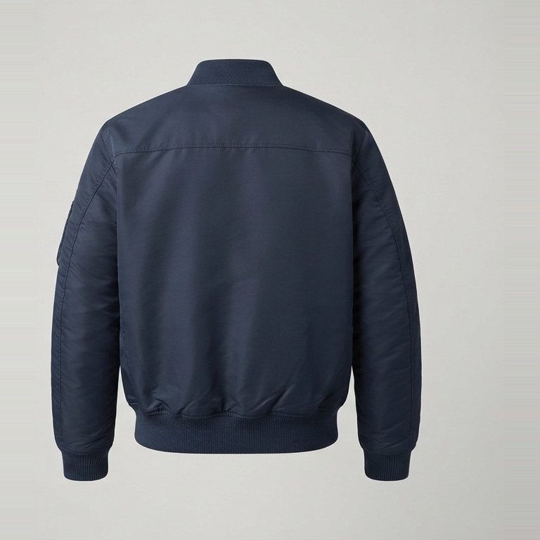 Bomber shaped for a broad upper body, back view