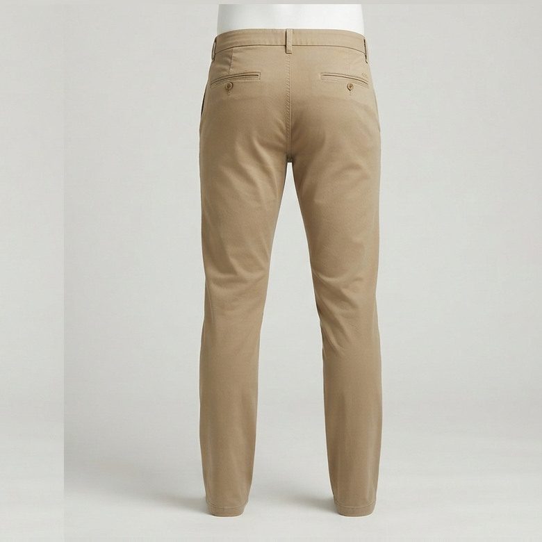 Chinos for a 32-inch waist and 26-inch thigh, back view