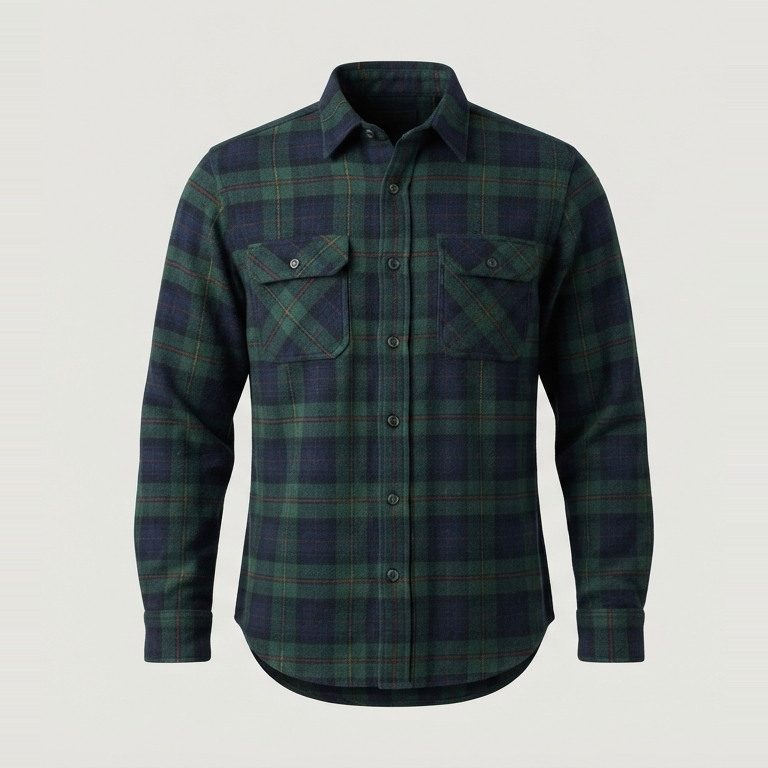 Flannel with room above the waist, front view