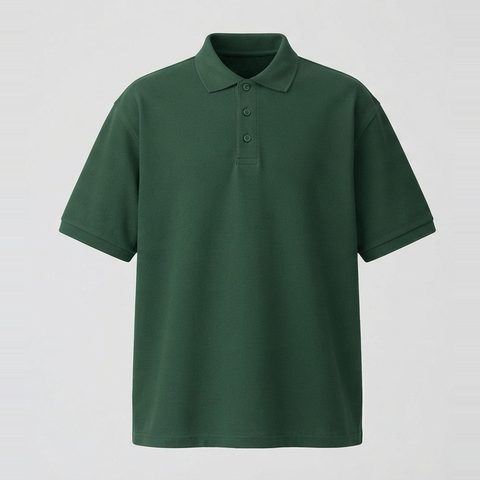 Pique polo, wide and short, front view