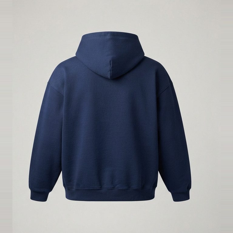Wide, not long hoodie, back view