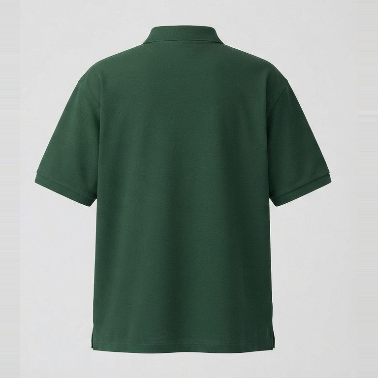 Pique polo, wide and short, back view