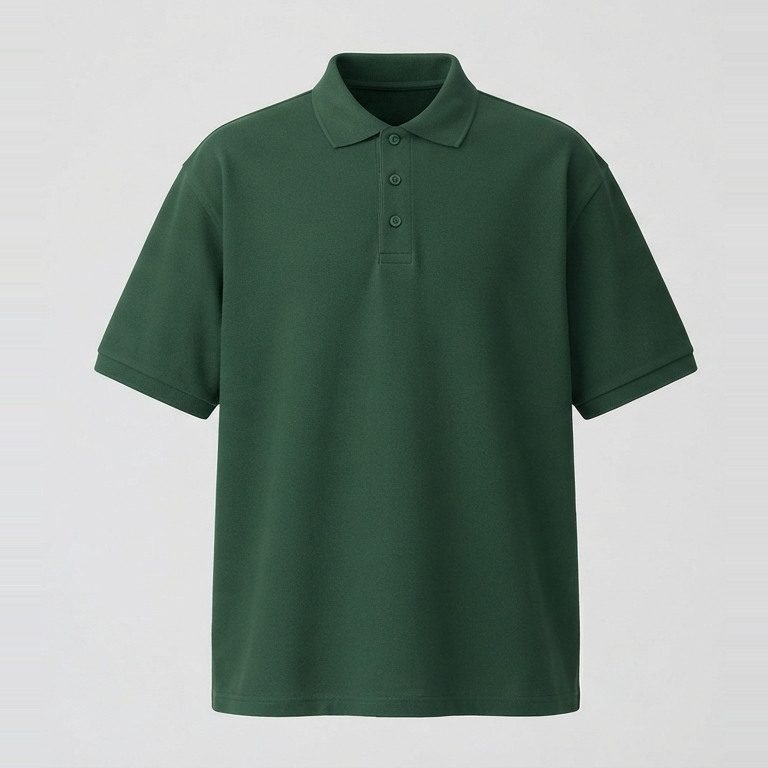 Pique polo, wide and short, front view