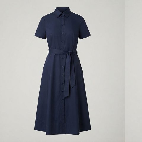 Belted shirt dress, bust graded, front view