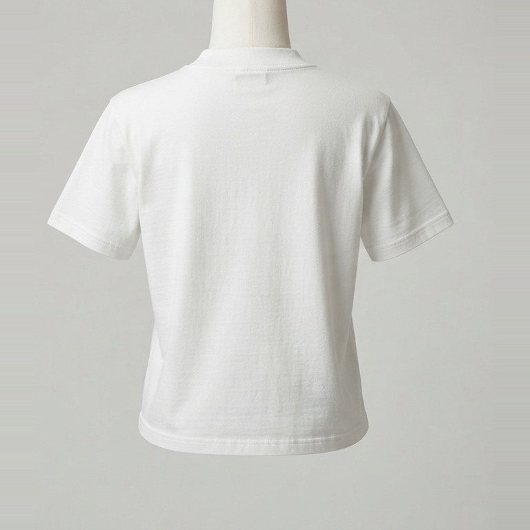 Tee with front length, back view