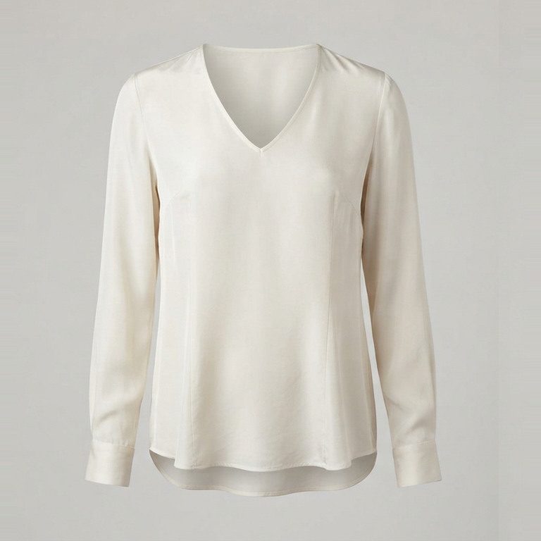 Full-bust V-neck blouse, front view