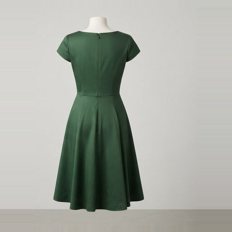 Structured fit-and-flare dress, back view