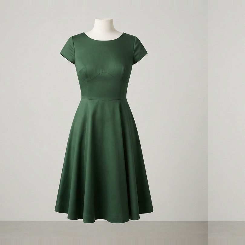 Structured fit-and-flare dress, front view