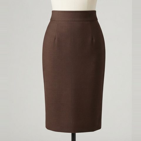 Pencil skirt that ends at the knee, front view