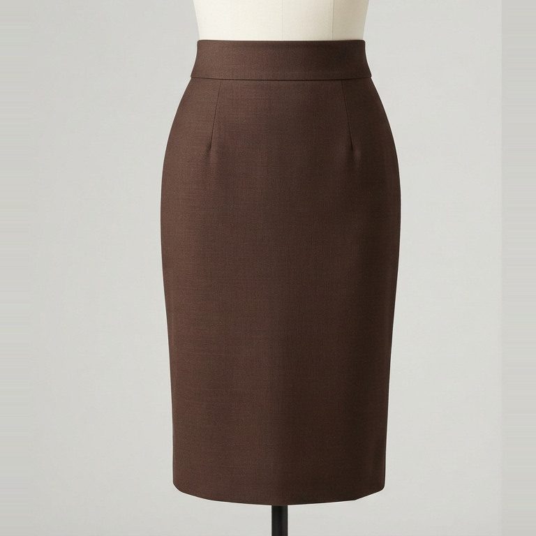 Pencil skirt that ends at the knee, front view