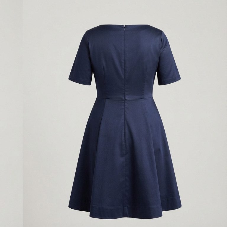 Fit-and-flare with the waist at the waist, back view