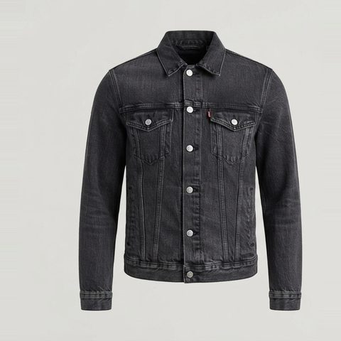 Scaled-down trucker jacket, front view