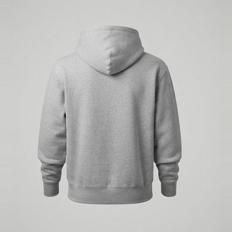 Hip-length hoodie, back view