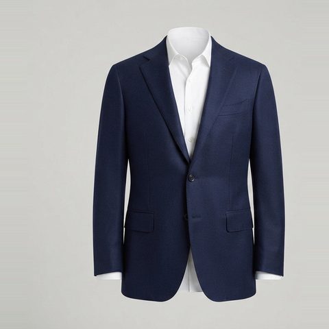 Blazer with enough jacket length, front view
