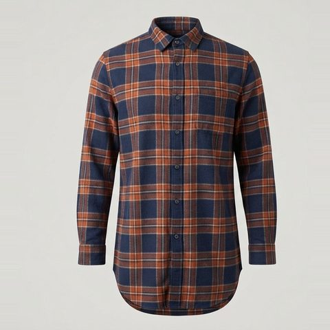 Flannel that stays tucked, front view