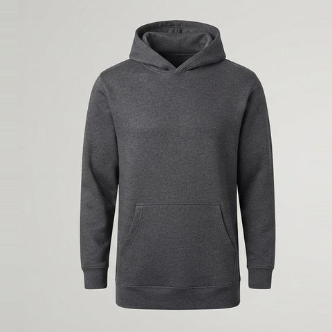 Hoodie that reaches the hip, front view