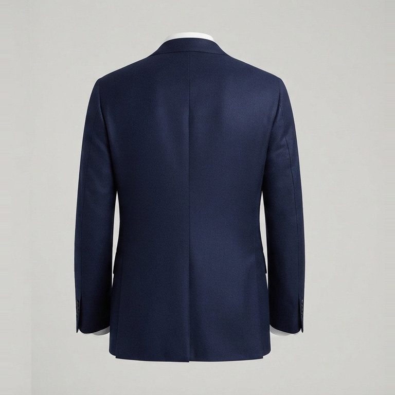 Blazer with enough jacket length, back view