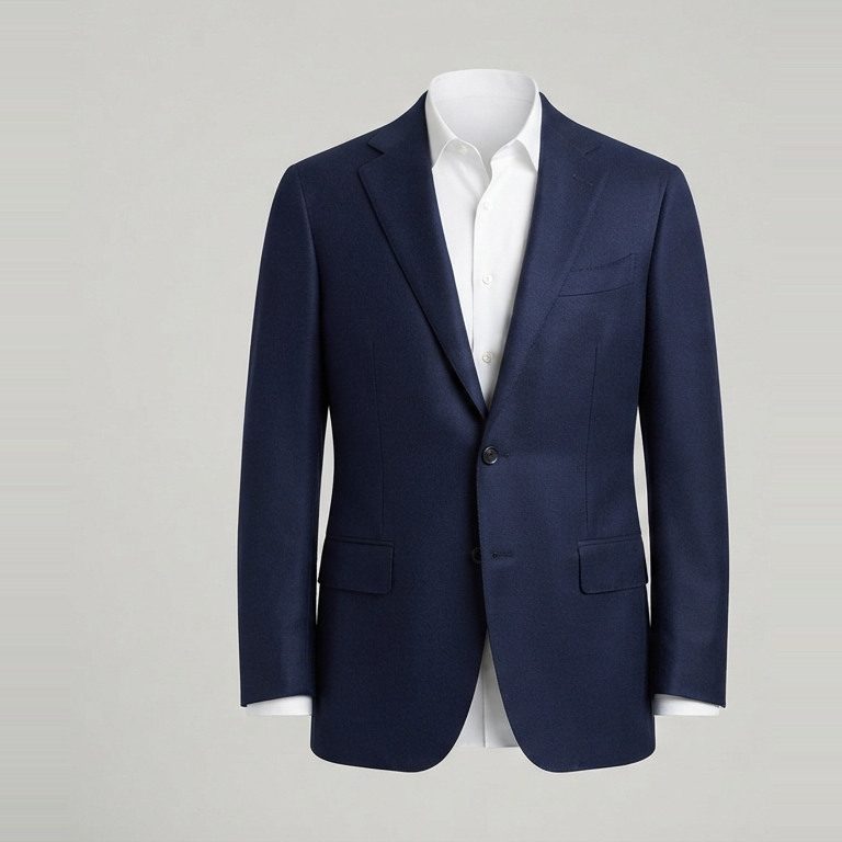 Blazer with enough jacket length, front view