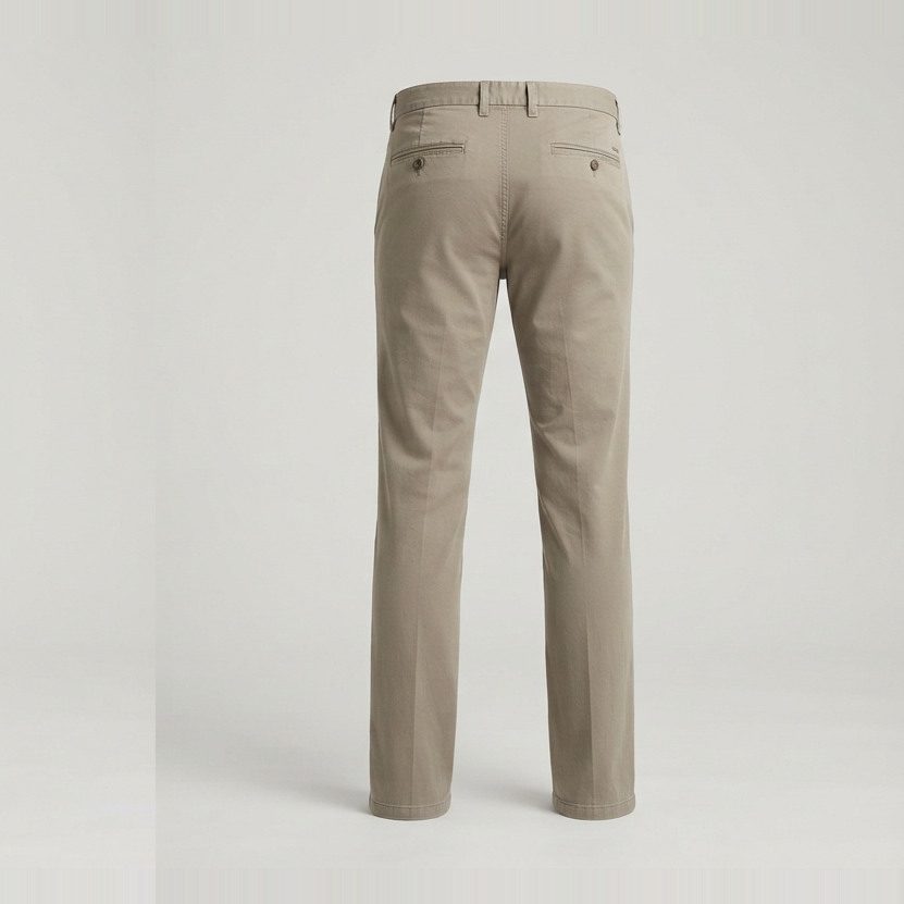 Chinos with a 38-inch inseam, back view