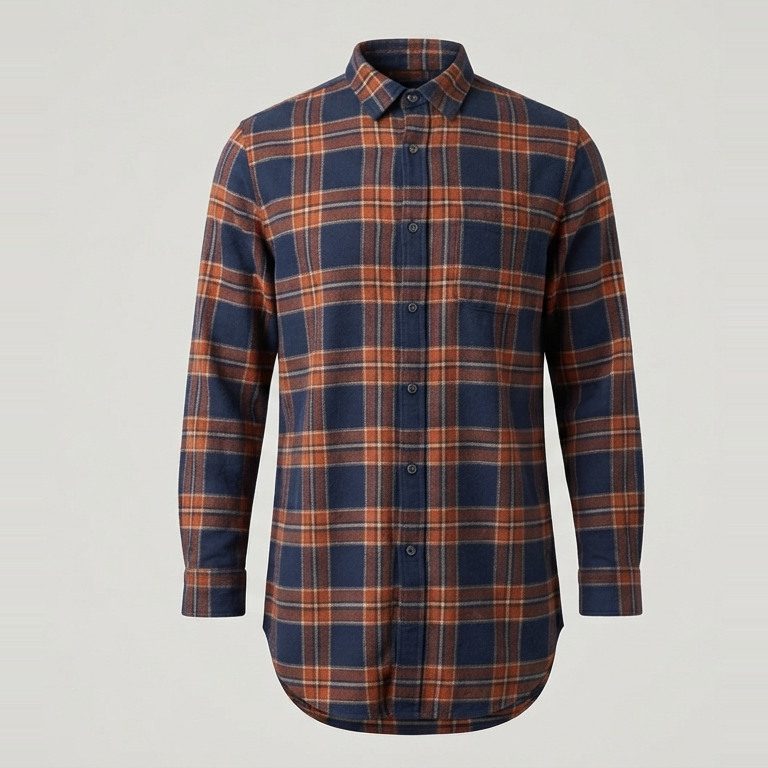 Flannel that stays tucked, front view
