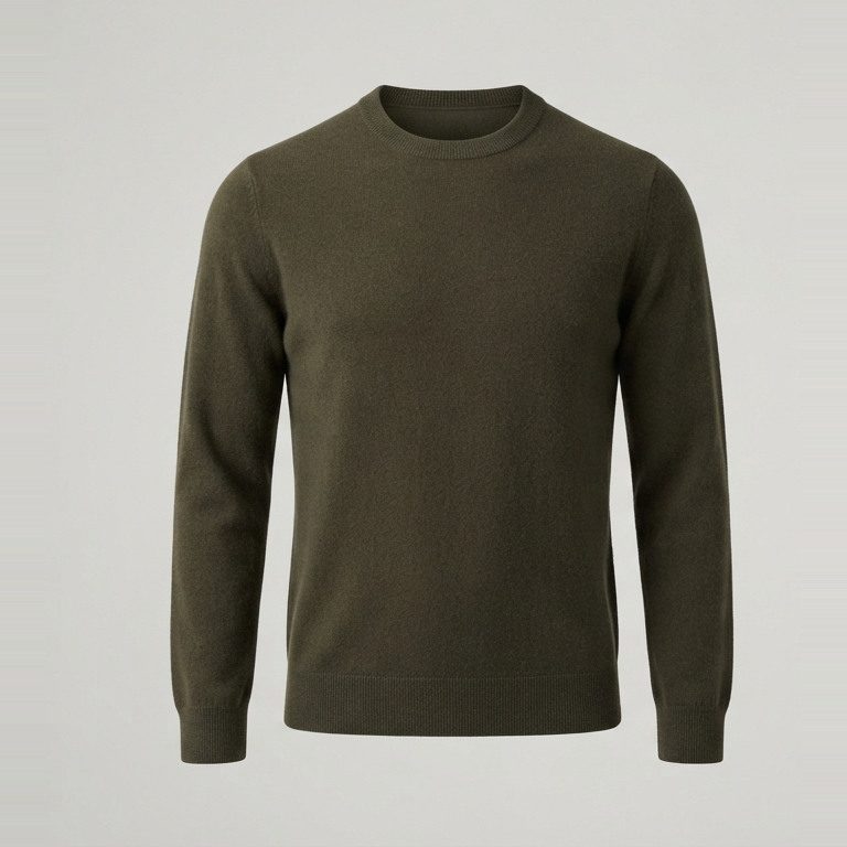 Merino crewneck with a full torso, front view