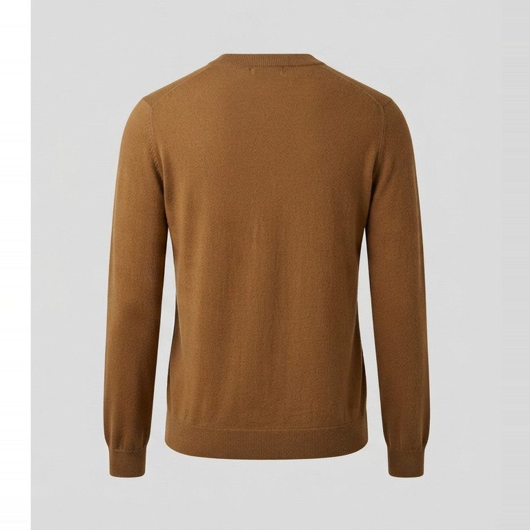Long-body merino crewneck, back view