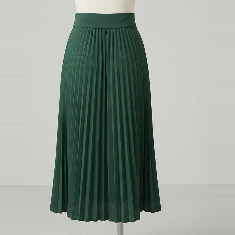 Pleated midi that lands mid-calf, back view