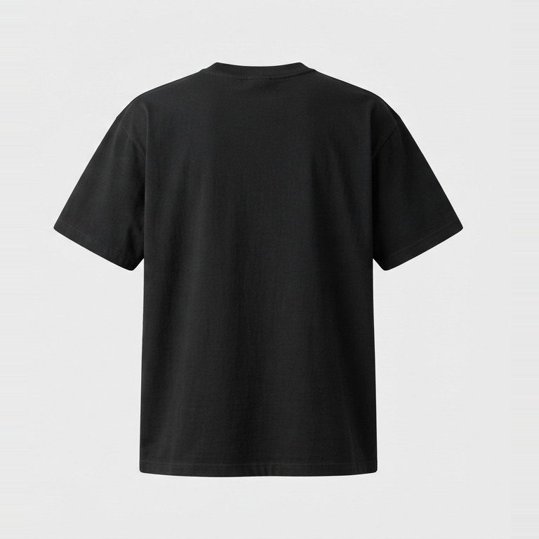 Opaque tee cut around a binder, back view