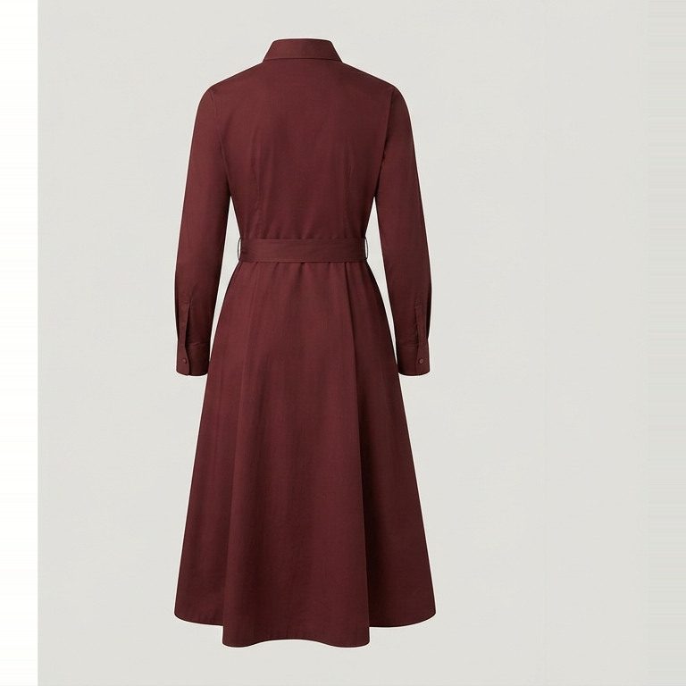 Femme-cut shirt dress with independent hip shape, back view